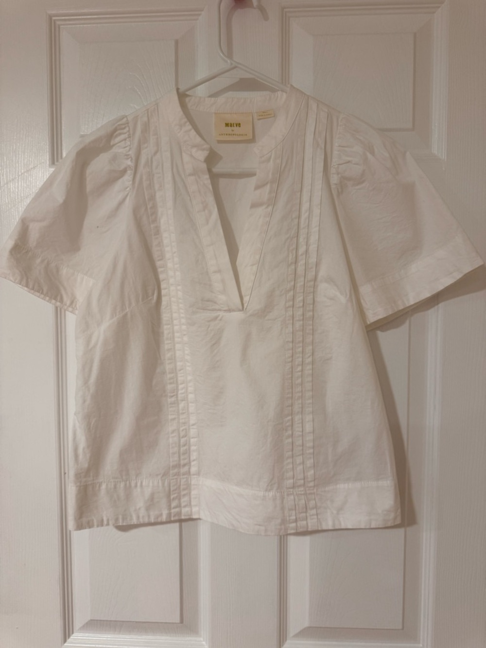 Anthropologie White Pintuck Popover Top - Picture 7 of 14